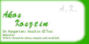 akos kosztin business card